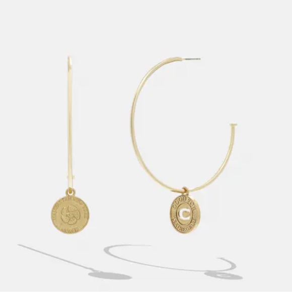 Coach Signature Coin Hoop Earrings - Picture 3 of 5